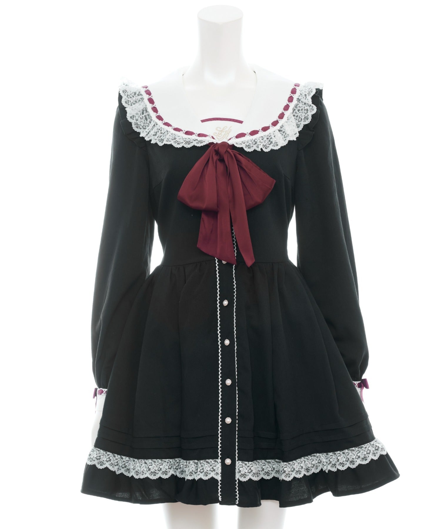 シークレットハニー Secret Honey レースフリルセーラーカラーワンピース (クロ) クロ