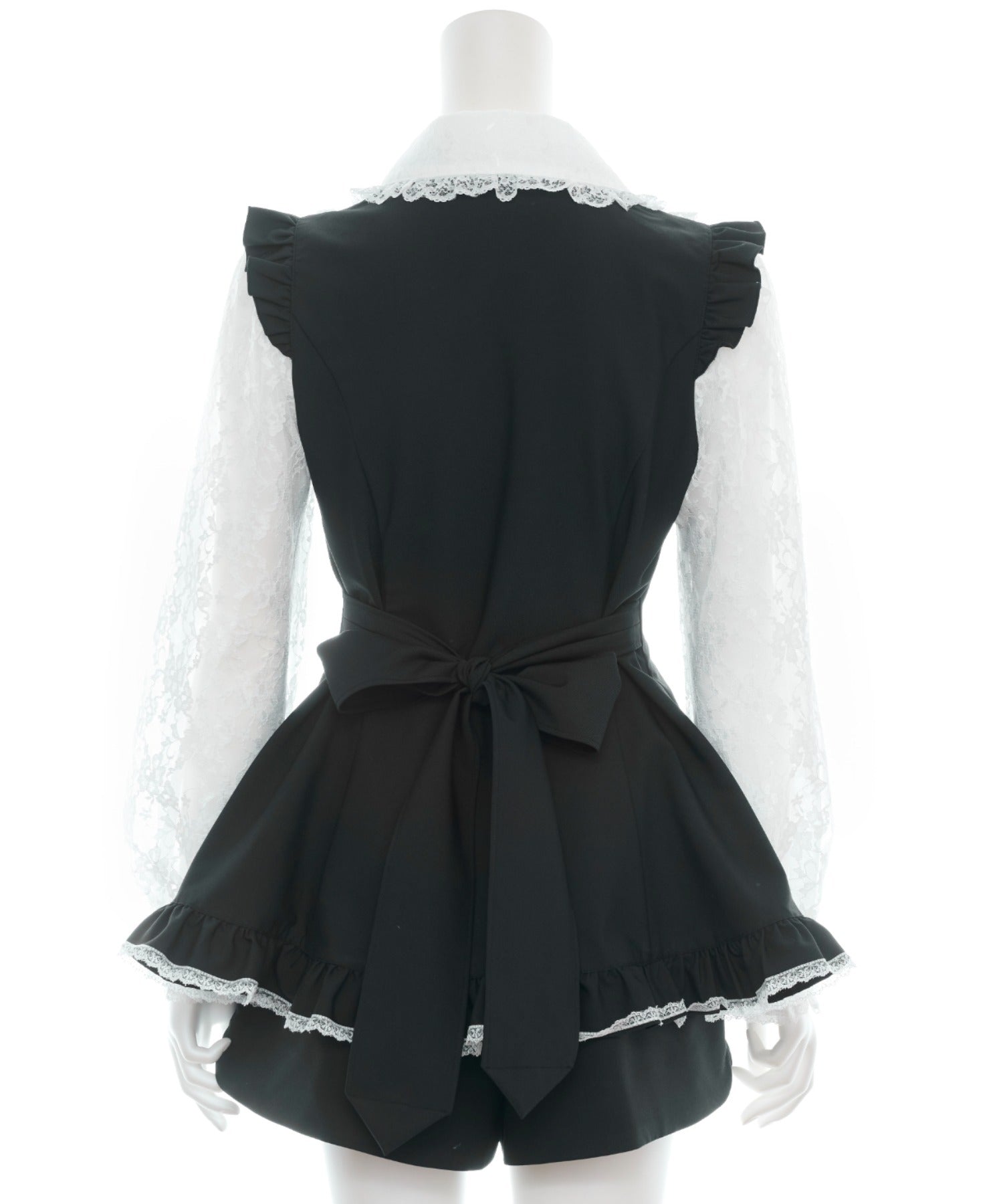 シークレットハニー Secret Honey 裾フリルレースヨーク長袖セットアップ (クロ) クロ