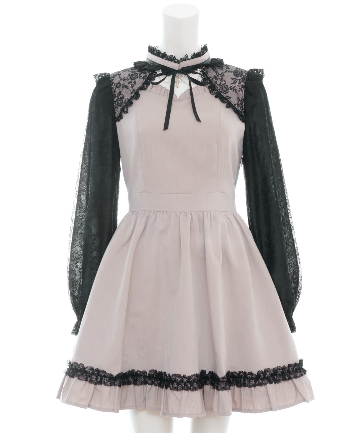 シークレットハニー Secret Honey アクセサリー付レース切替ワンピース (ピンク) ピンク