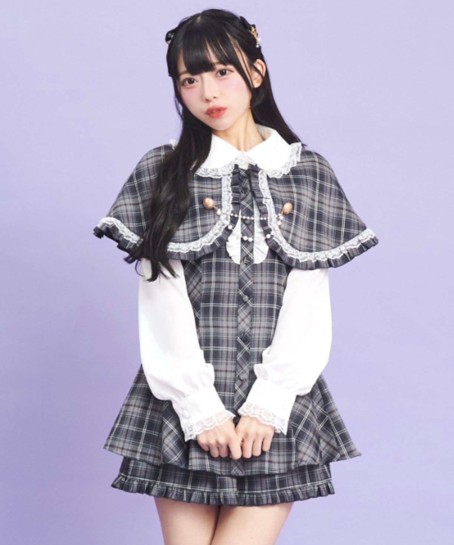 シークレットハニー Secret Honey ケープ付長袖セットアップ (グレー) グレー