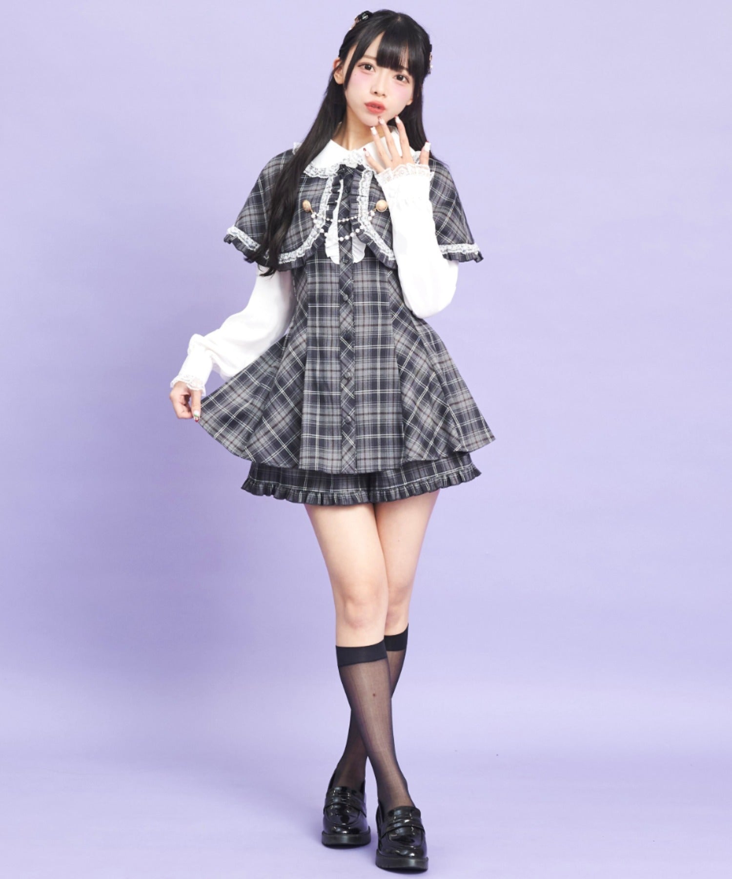 シークレットハニー Secret Honey ケープ付長袖セットアップ (グレー) グレー