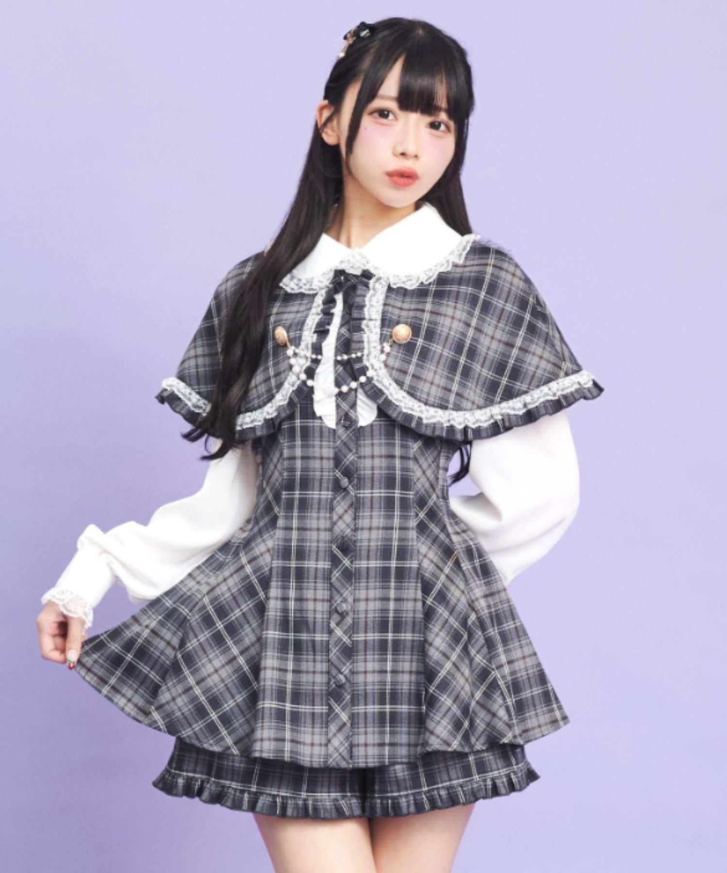 シークレットハニー Secret Honey ケープ付長袖セットアップ (グレー) グレー