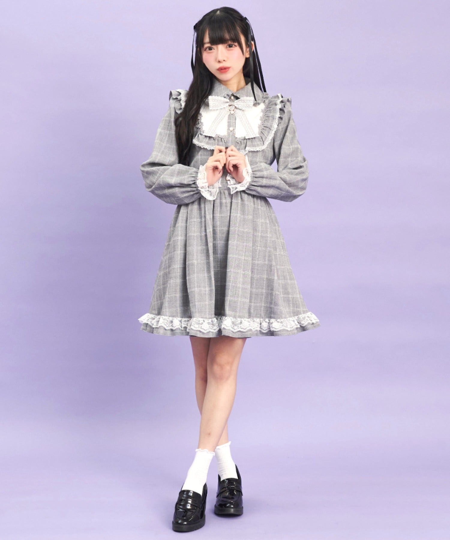 シークレットハニー Secret Honey バラレースフリルヨークワンピース (グレー) グレー