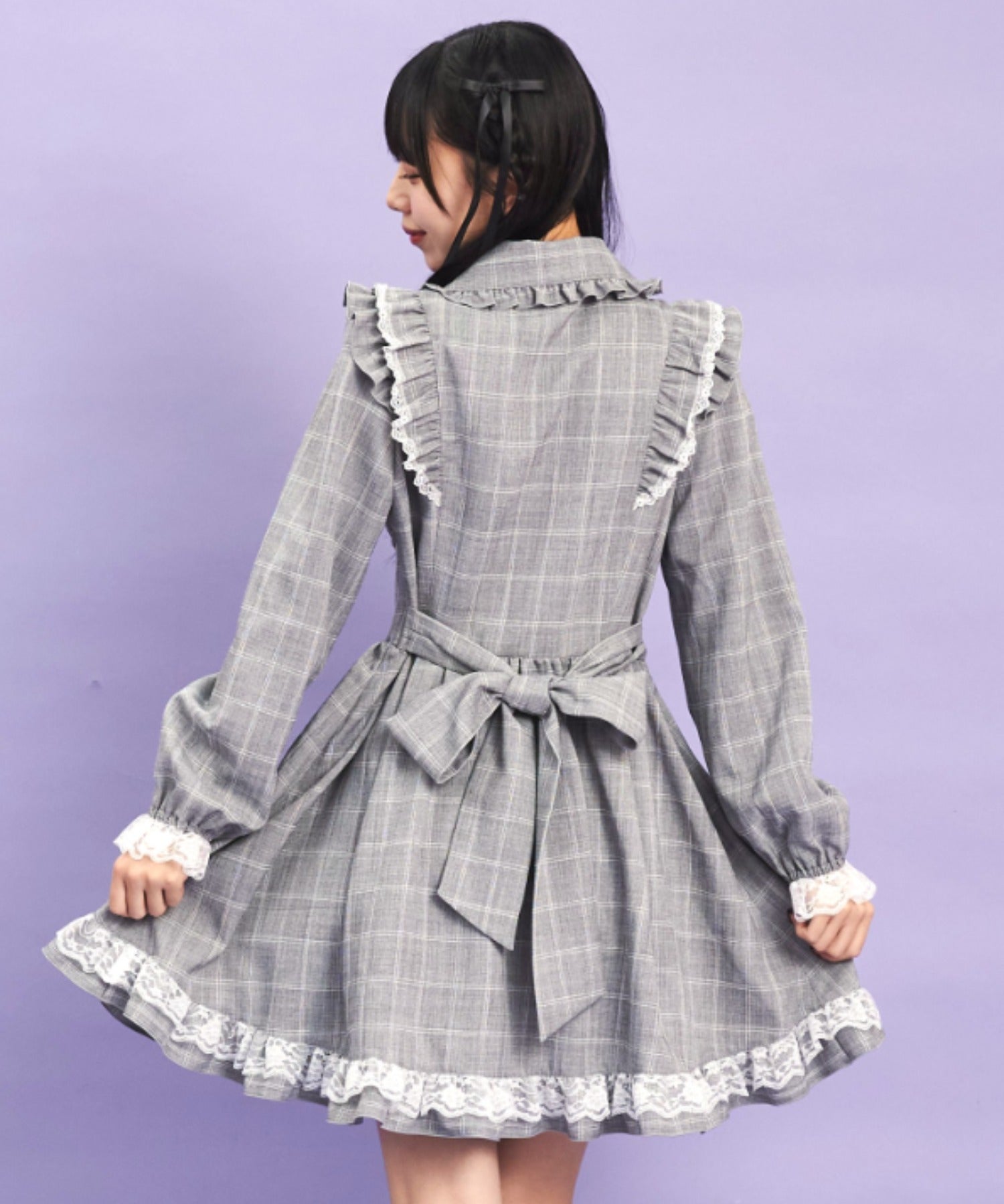 シークレットハニー Secret Honey バラレースフリルヨークワンピース (グレー) グレー