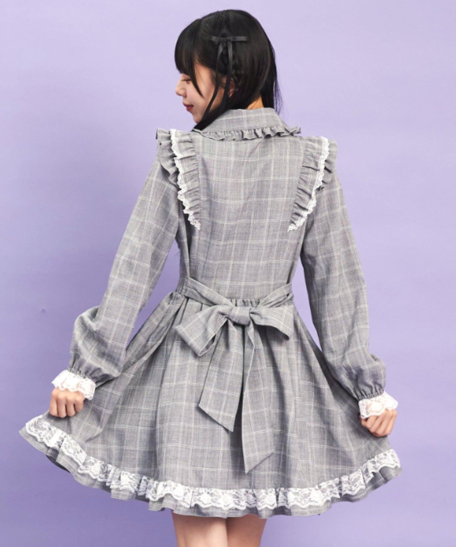 シークレットハニー Secret Honey バラレースフリルヨークワンピース (グレー) グレー