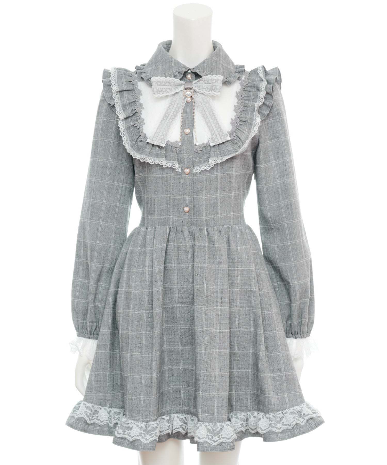 シークレットハニー Secret Honey バラレースフリルヨークワンピース (グレー) グレー