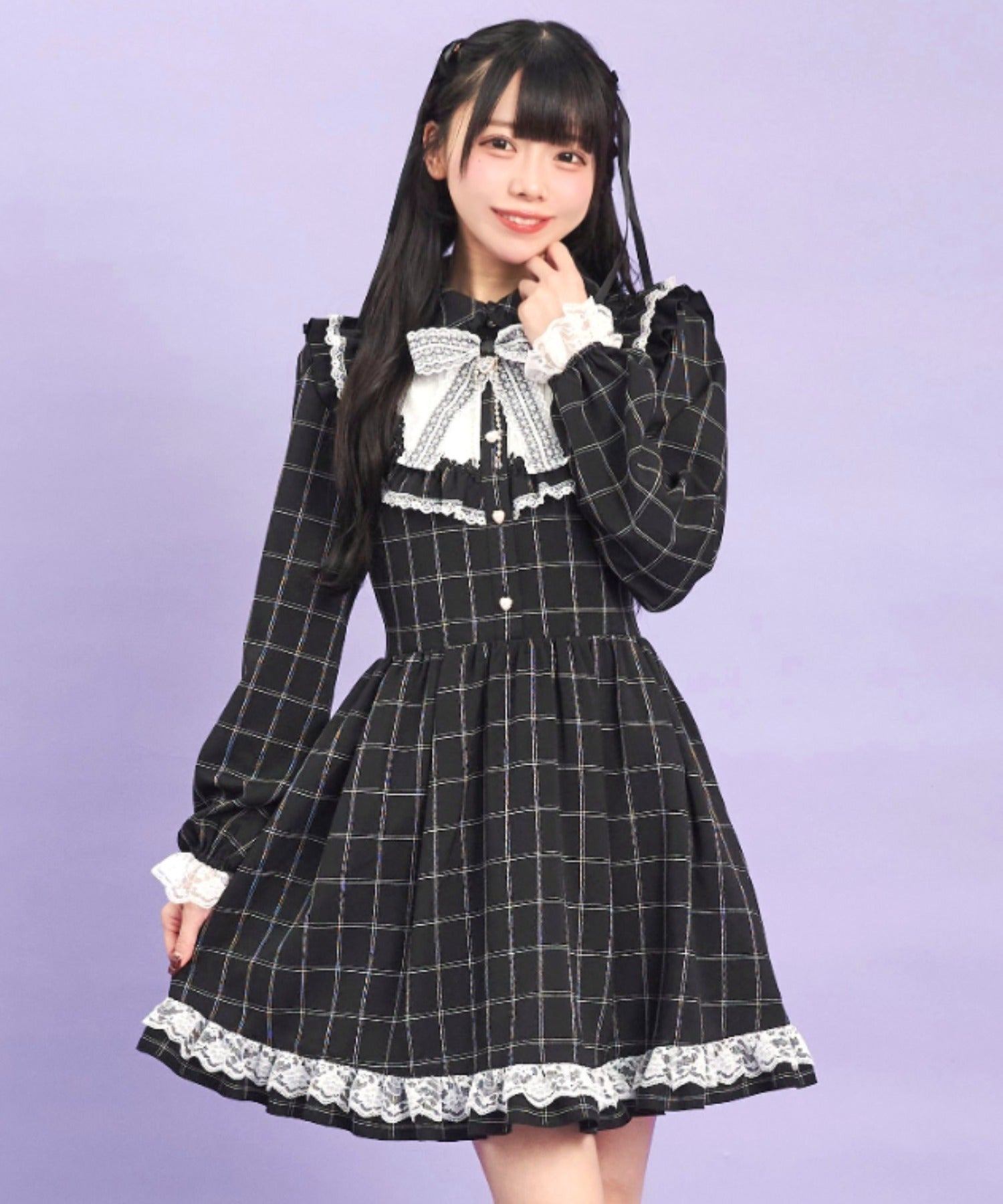 シークレットハニー Secret Honey バラレースフリルヨークワンピース (クロ) クロ