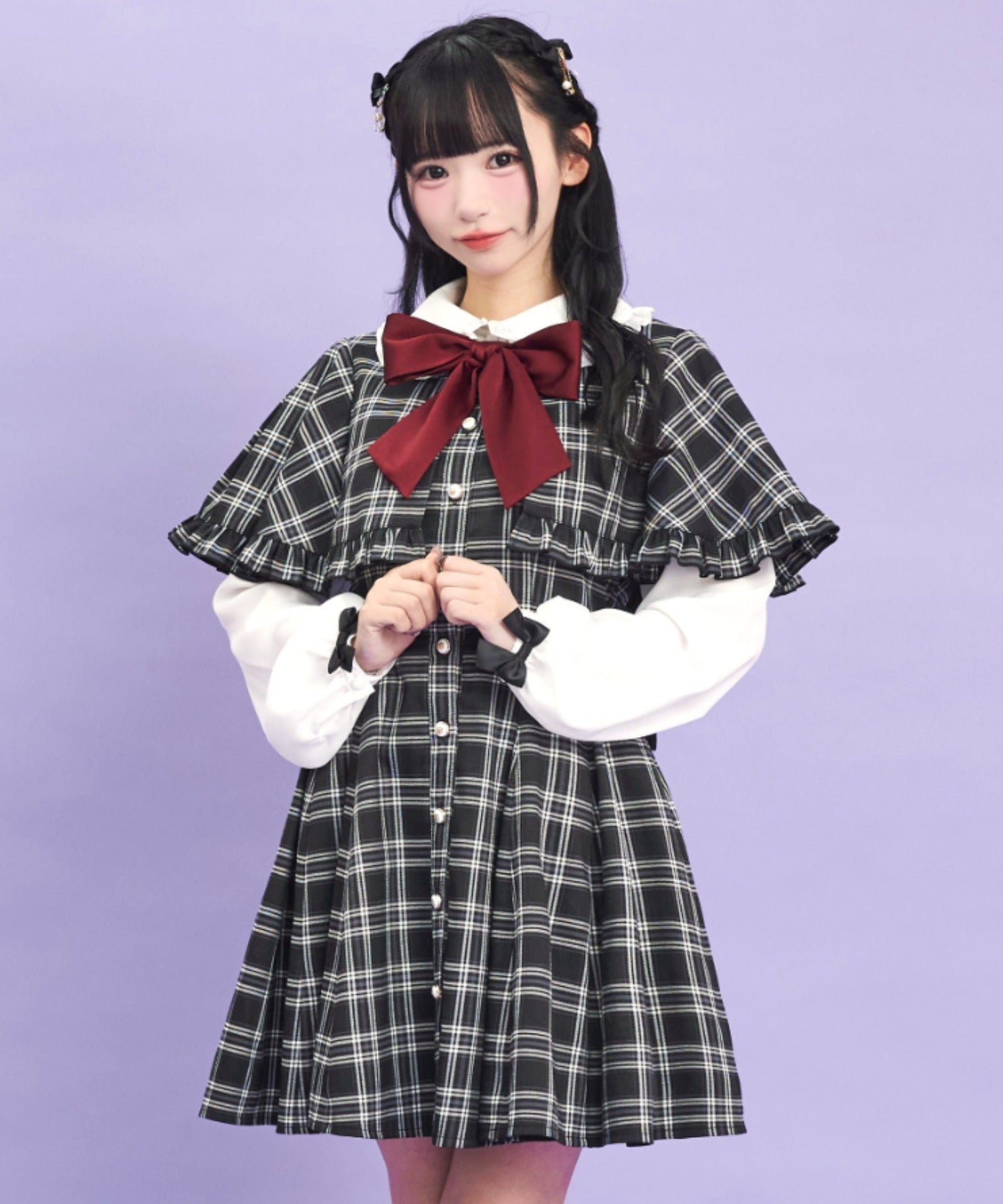 シークレットハニー Secret Honey ケープ付ワンピース (クロ) クロ