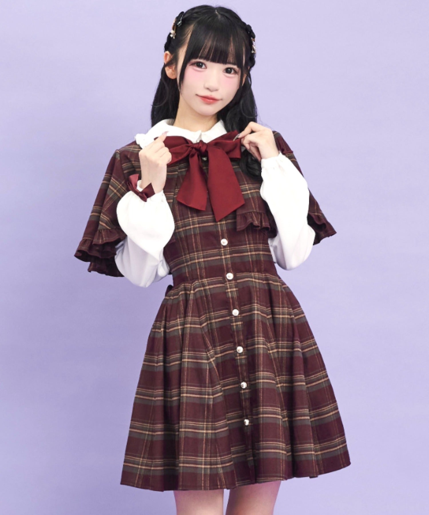 シークレットハニー Secret Honey ケープ付ワンピース (ワイン) ワイン