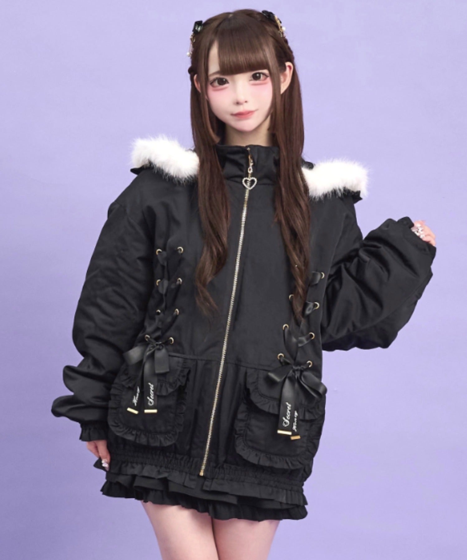 シークレットハニー Secret Honey レースアップブルゾン (クロ) クロ