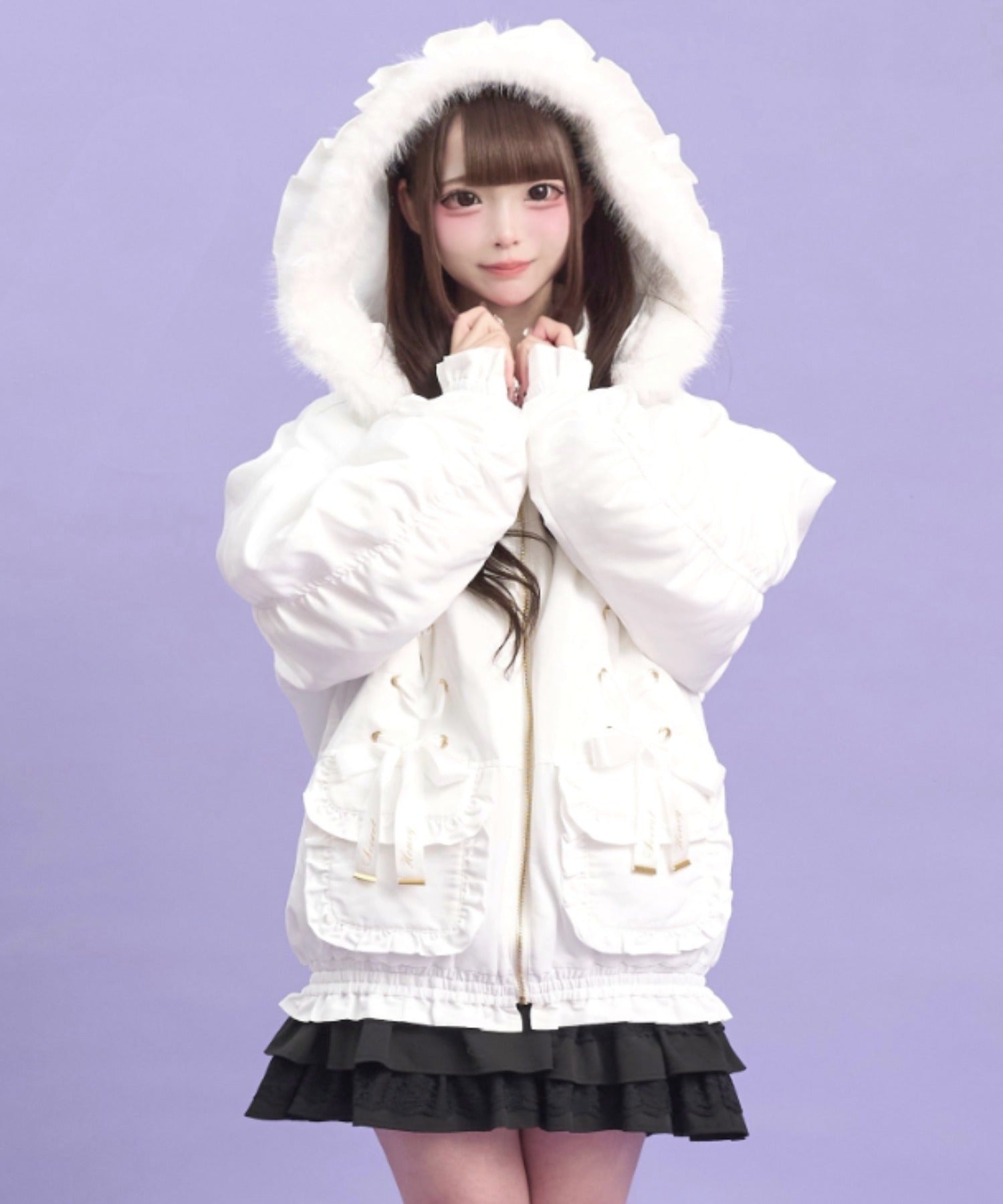 シークレットハニー Secret Honey レースアップブルゾン (ホワイト) ホワイト