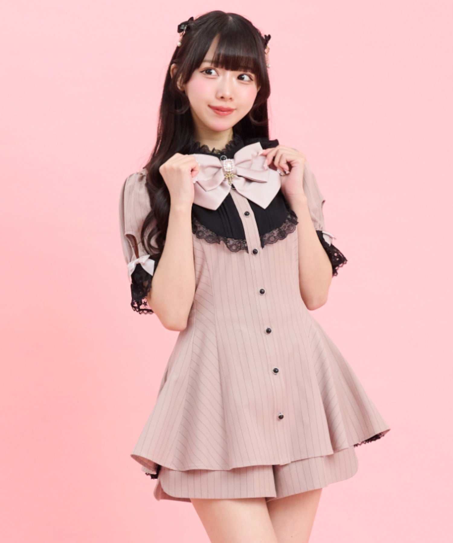 シークレットハニー Secret Honey バッスル半袖セットアップ (ピンク) ピンク
