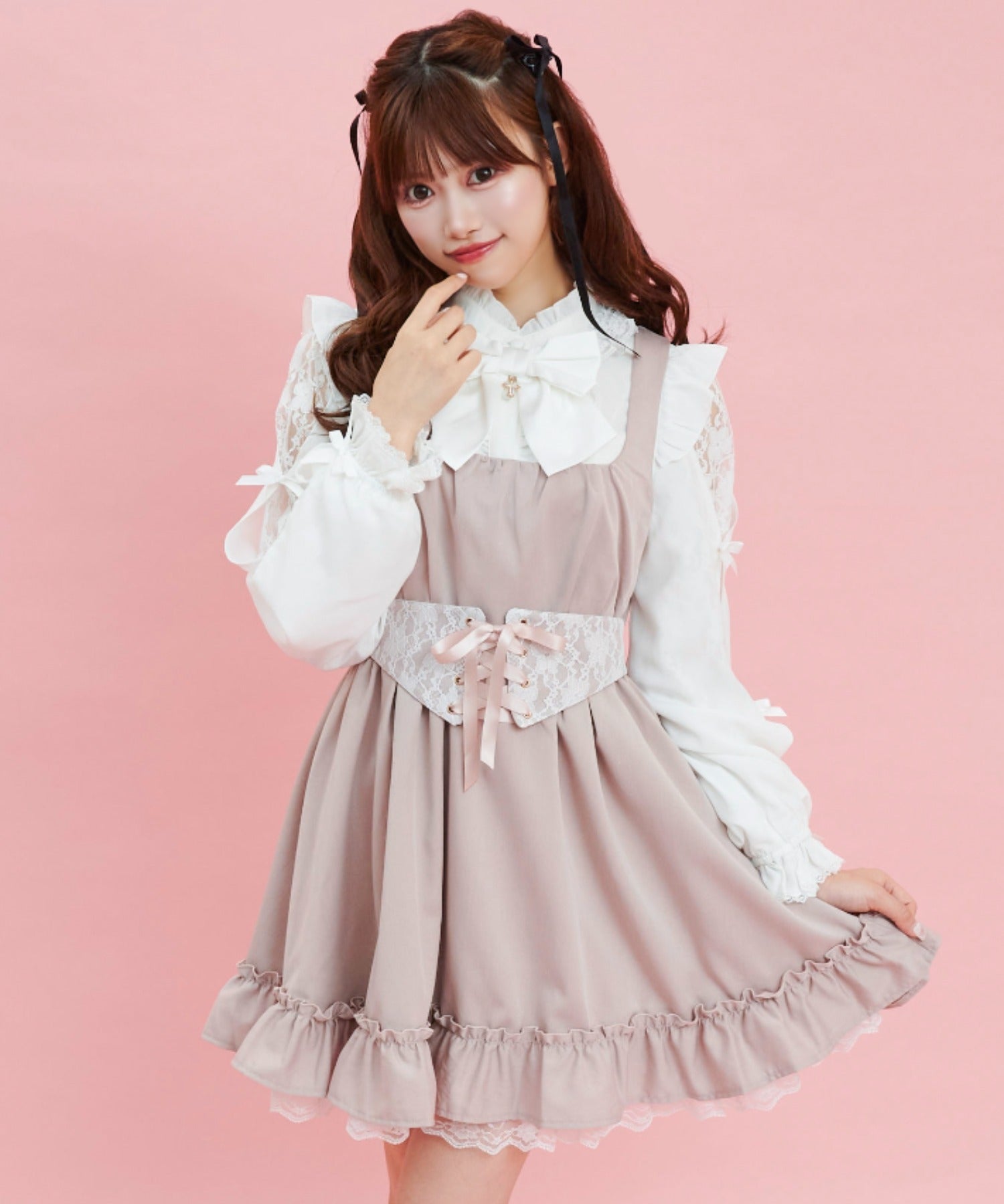 シークレットハニー Secret Honey コルセット付バックリボンジャンパードレス