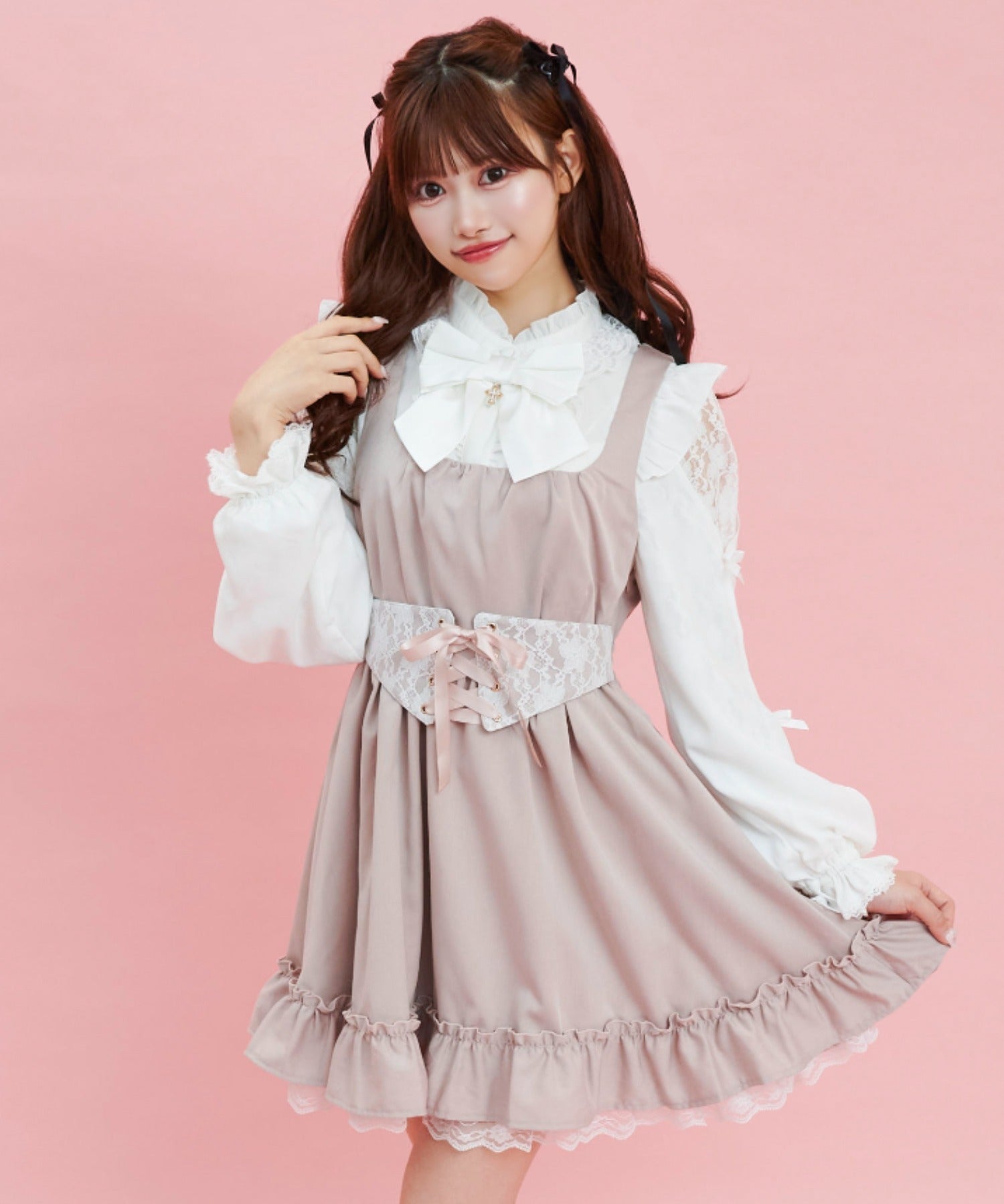 シークレットハニー Secret Honey コルセット付バックリボンジャンパードレス