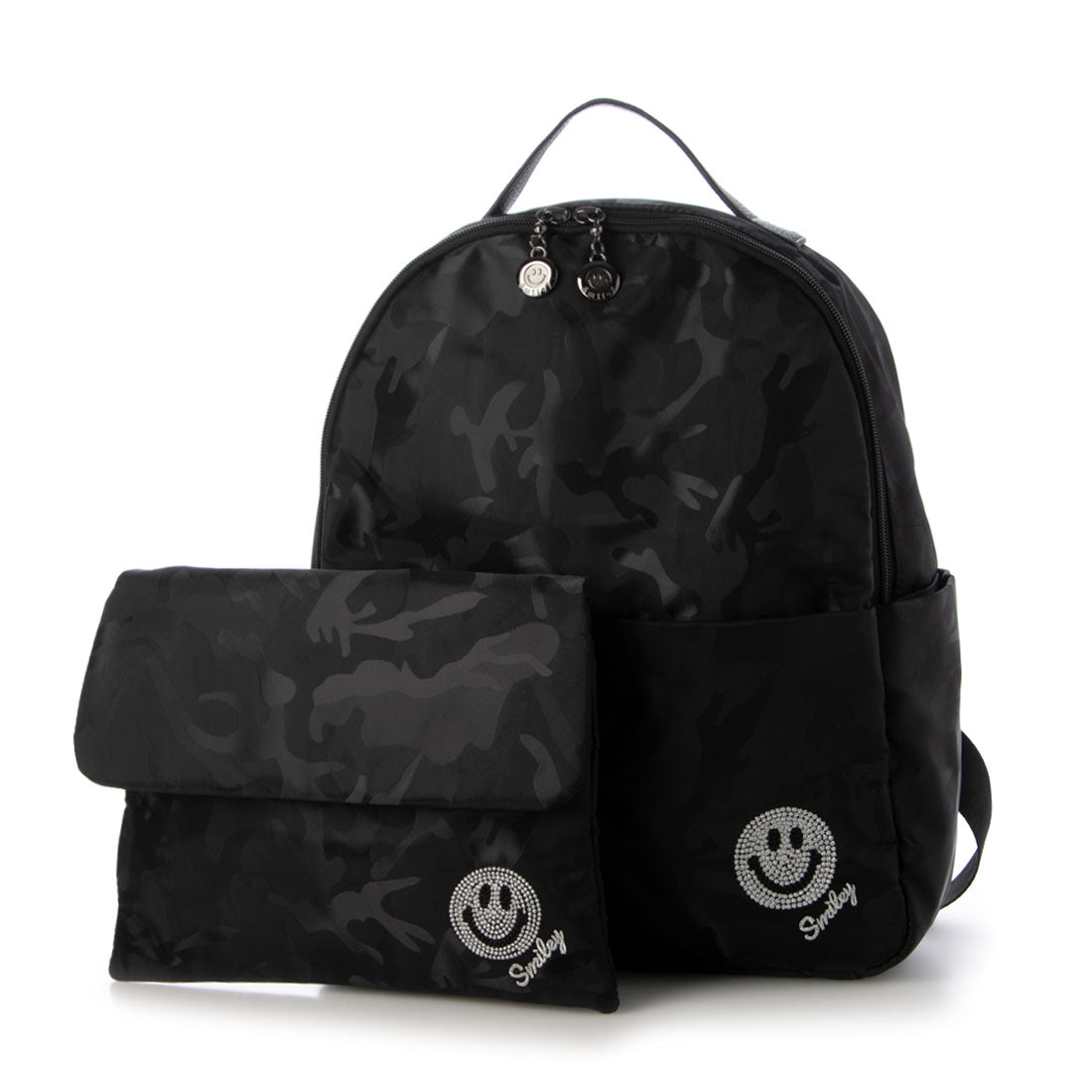 スマイリーフェイス SMILEY FACE スマイル刺繍バッグパック (カモフラージュブラック) カモフラージュブラック
