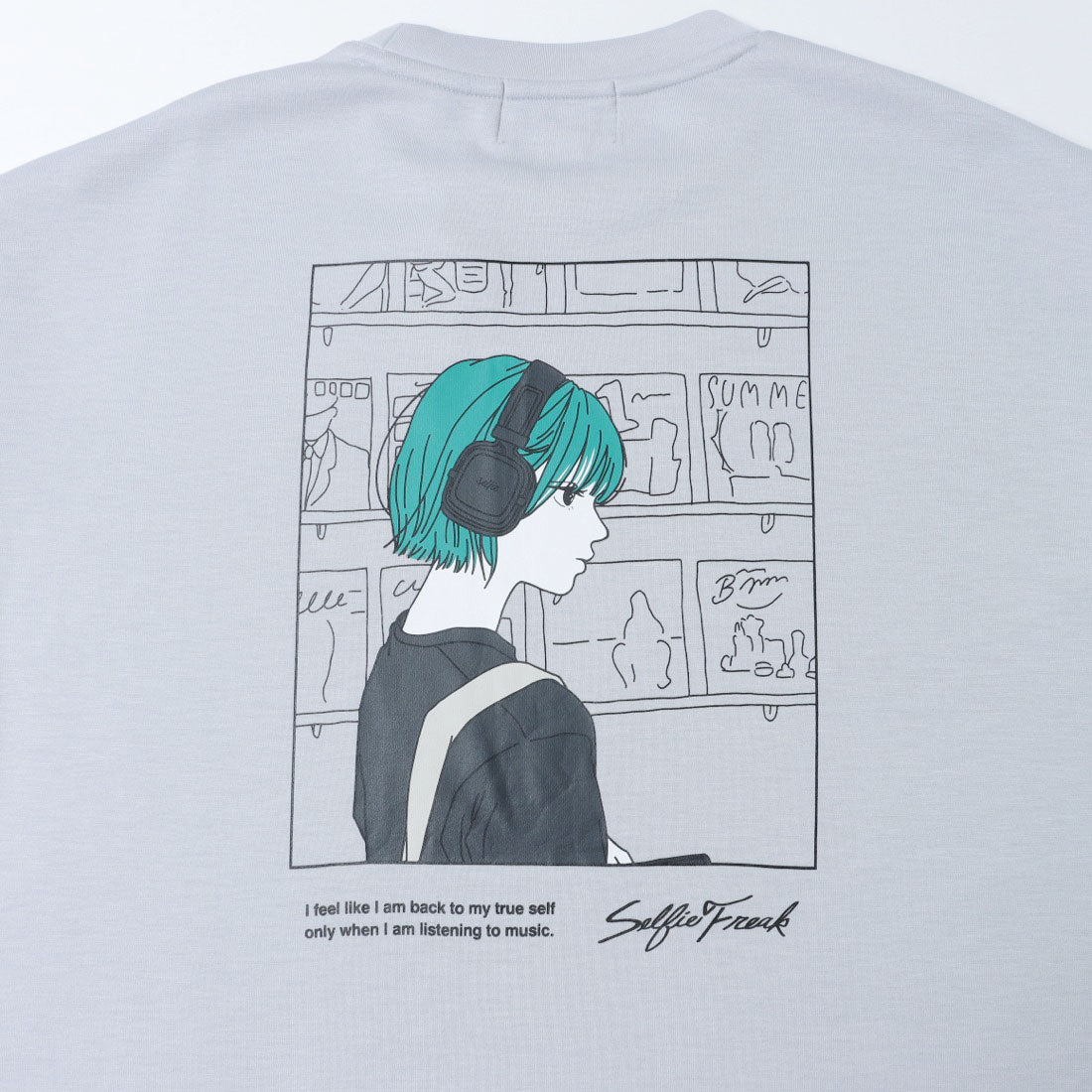 セリフィーフリーク Selfie Freak HEADPHONES GIRLポンチSS Tee (white) white