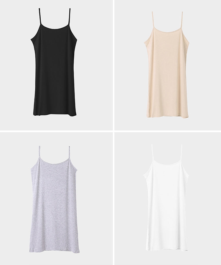 エスイーユー SEU 肩紐調整可能着丈3タイプ選べるインナーワンピース (ホワイト) ホワイト