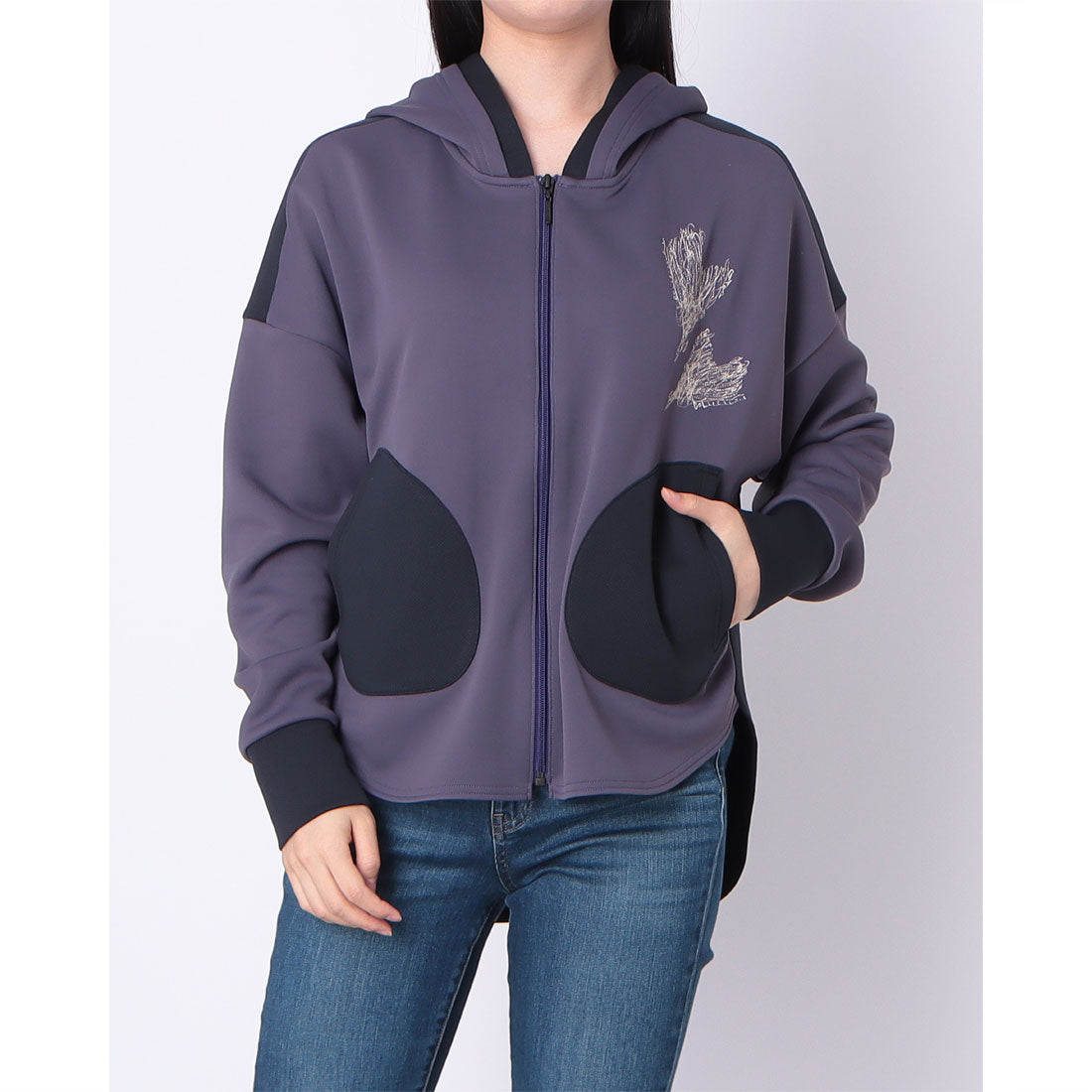 センソユニコ Sensounico ギャルデコレクティブ ダンボールニット ハートペア刺繍 ジャケット (バイオレット) バイオレット