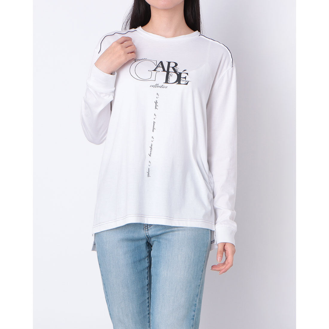 センソユニコ Sensounico ギャルデコレクティブ 30/1天竺 フィロソフィーロゴプリント プルオーバー (ブラック) ブラック