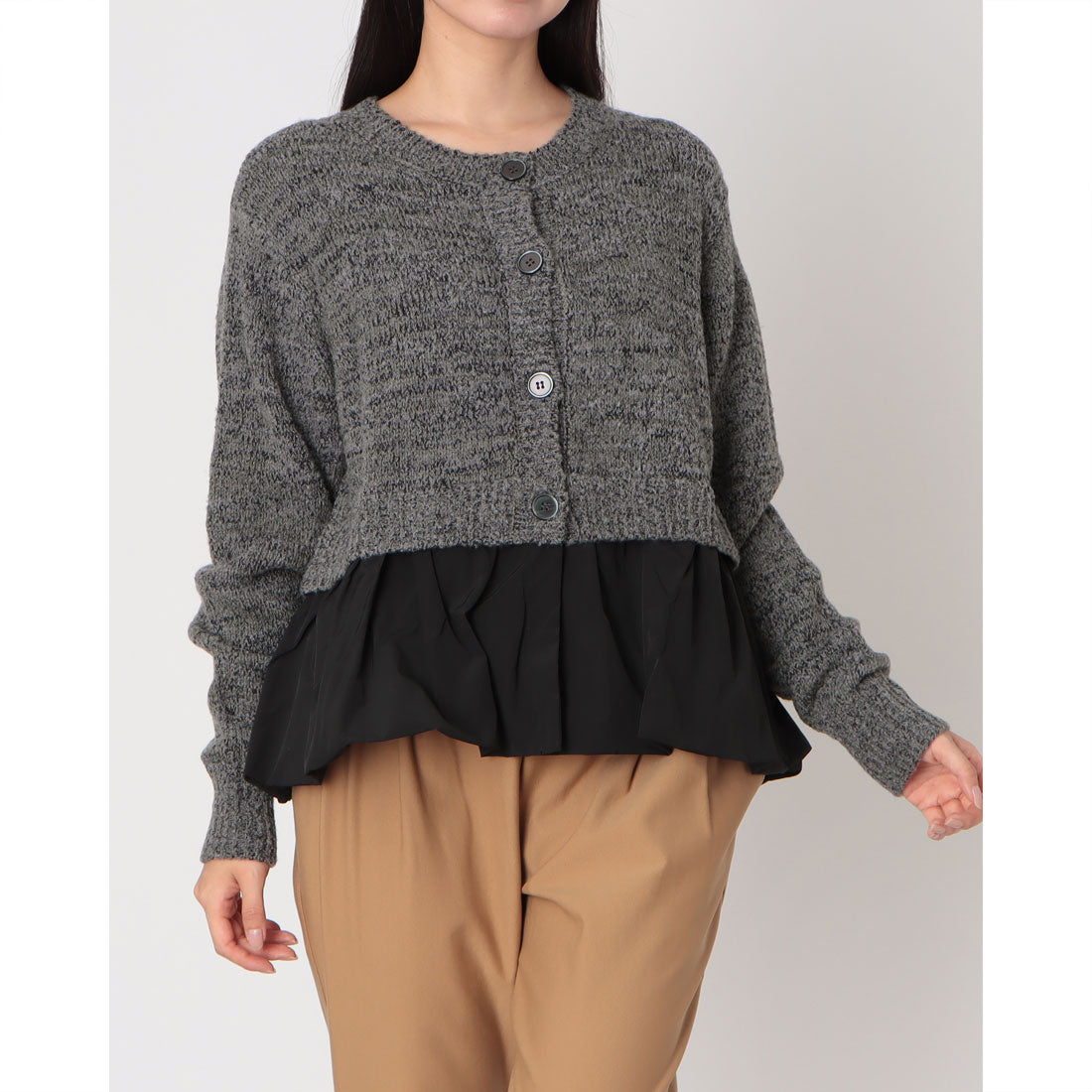センソユニコ Sensounico Dw2R メランジバルーンカーディガン (ブラック) ブラック