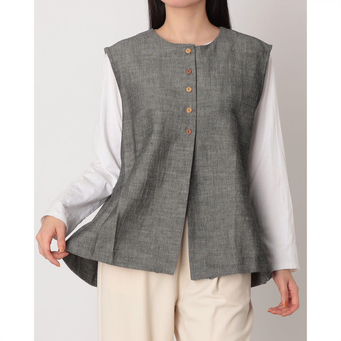 センソユニコ Sensounico Lucruca【bitter】ムラ糸シャンブレーベスト (グレー) グレー