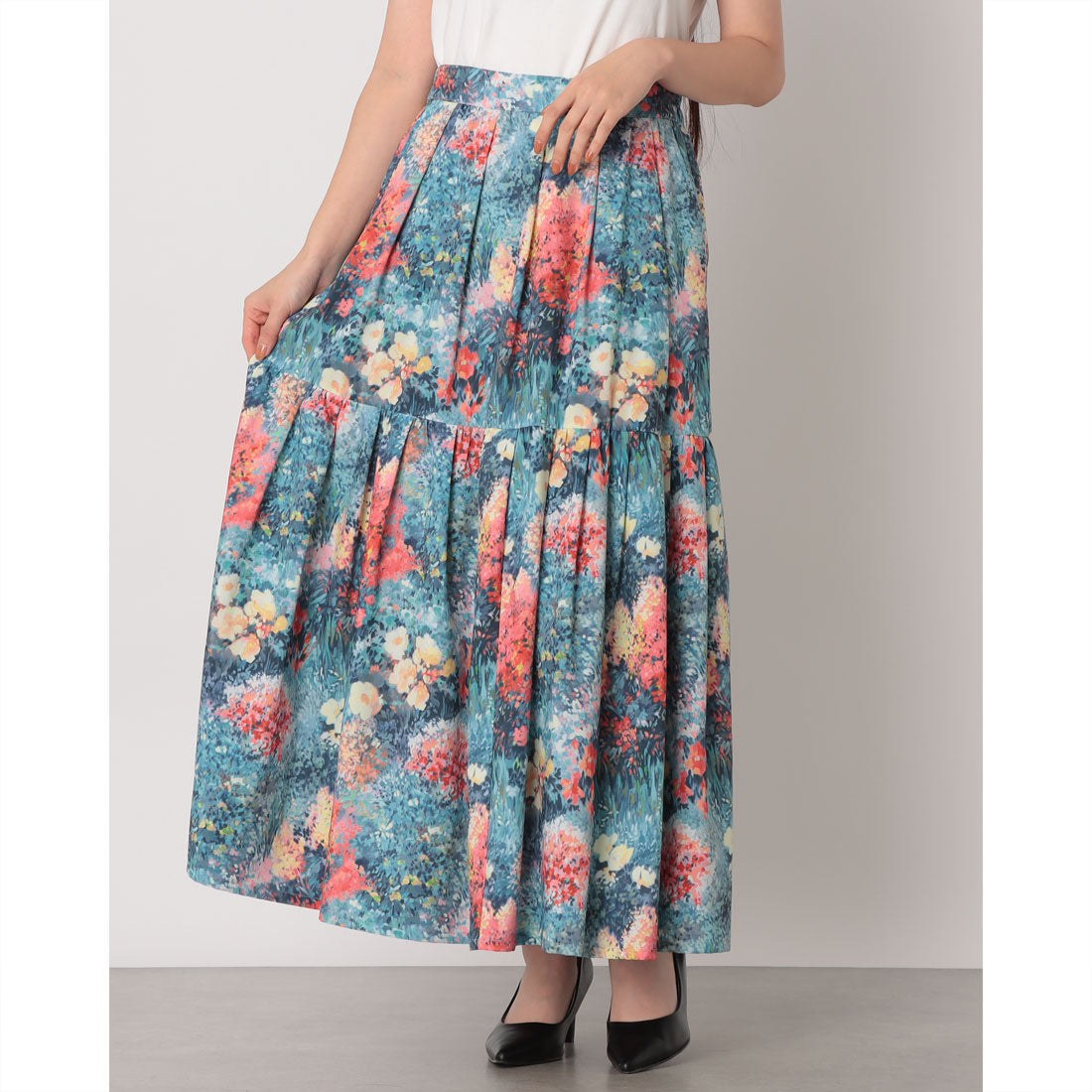 センソユニコ Sensounico Dw2R Big&SmallフラワーPTスカート (ブルー系マルチ) ブルー系マルチ