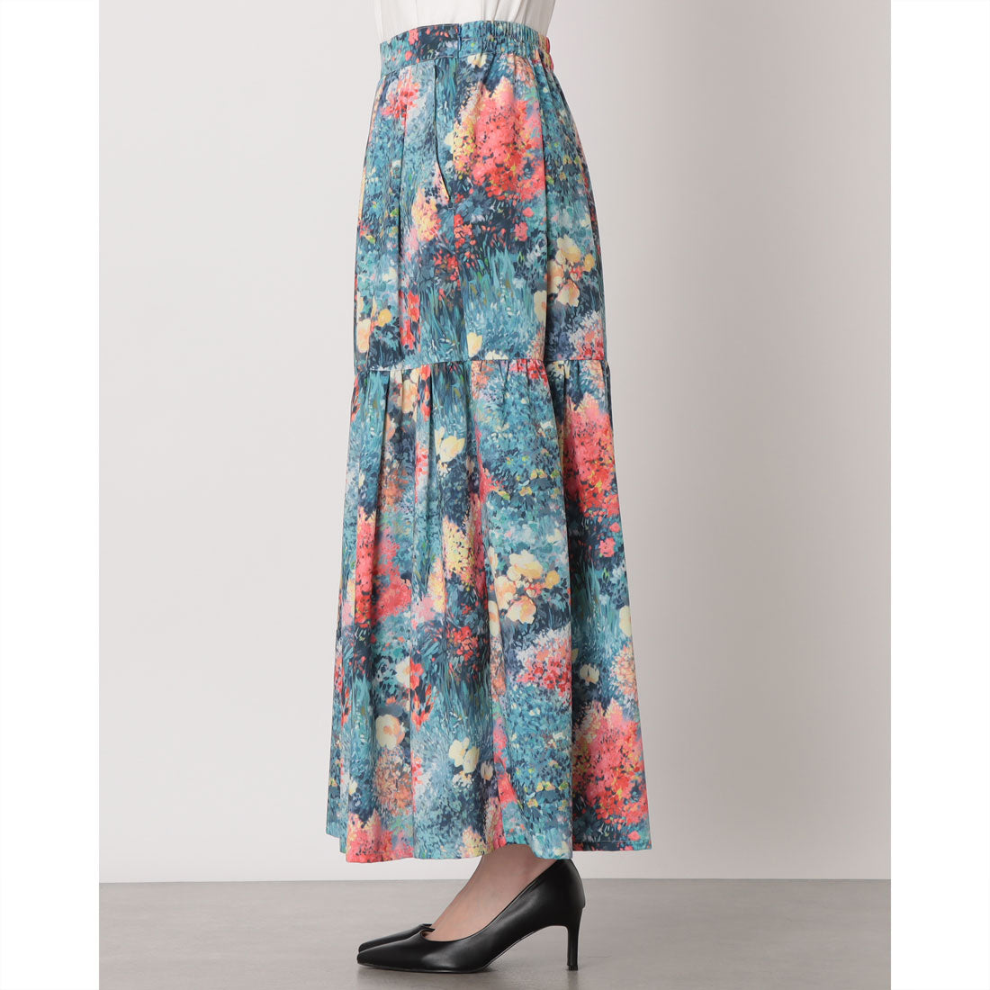 センソユニコ Sensounico Dw2R Big&SmallフラワーPTスカート (ブルー系マルチ) ブルー系マルチ