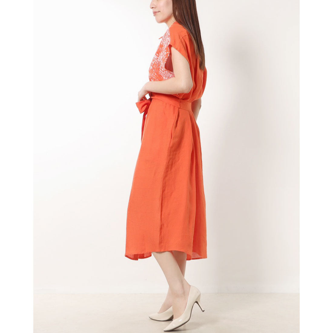 センソユニコ Sensounico WHY MIX ベルト付きリネンワンピース