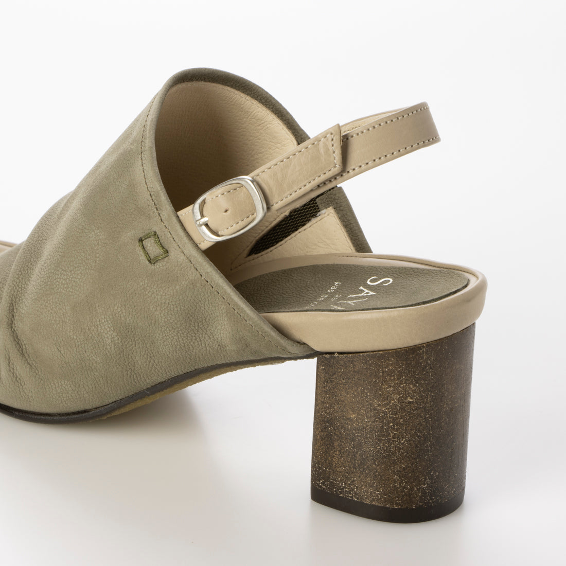 サヤ SAYA 6cm本革フットベッドインソールサンダル (オリーブ) オリーブ