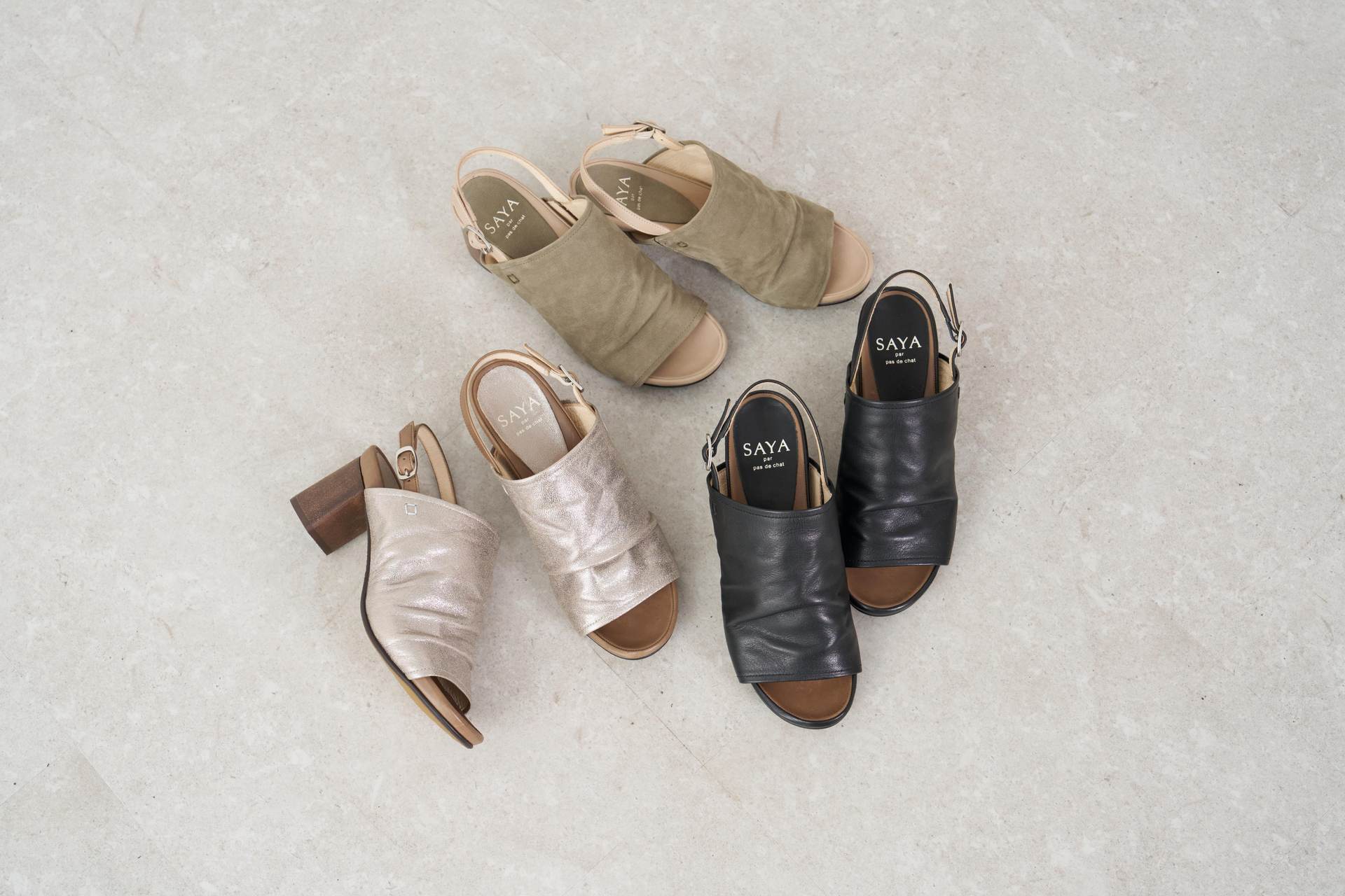 サヤ SAYA 6cm本革フットベッドインソールサンダル (オリーブ) オリーブ