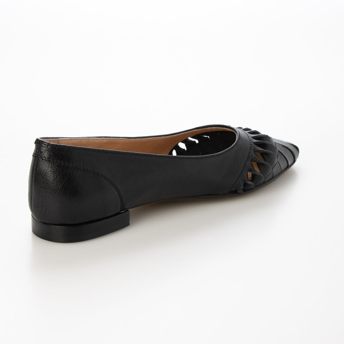 サヤ SAYA フラット本革ポインテッドトゥボロネーゼ製法クラフトパンプス (ブラック) ブラック