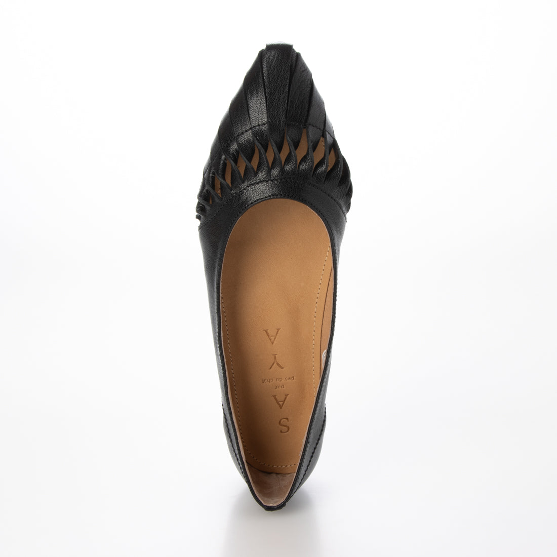 サヤ SAYA フラット本革ポインテッドトゥボロネーゼ製法クラフトパンプス (ブラック) ブラック