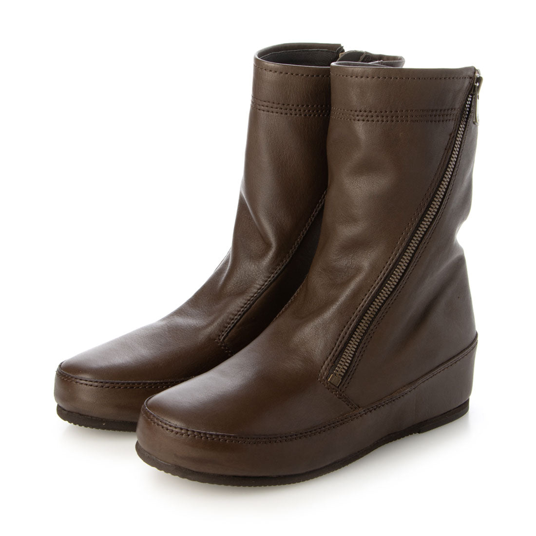 Saya 3cm Platform Genuine Leather Side Zipper Boots