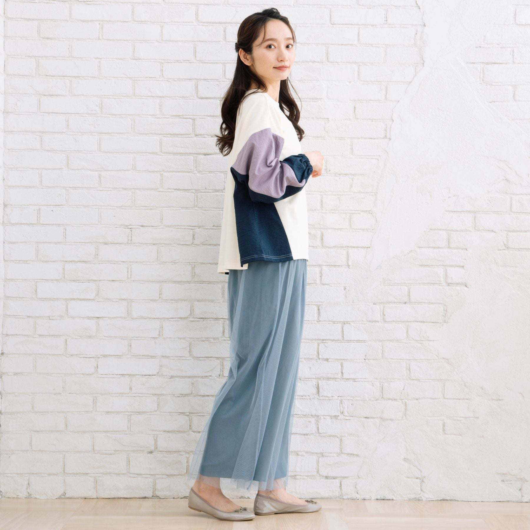 FONTLAB 異素材カラーブロッキングスウェット (アイボリー) アイボリー