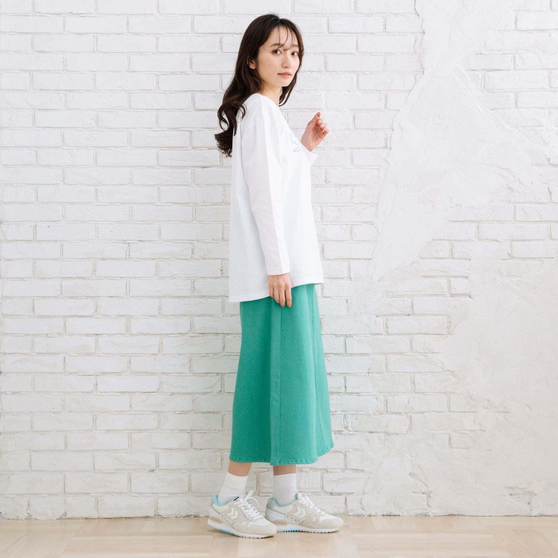 FONTLAB Aラインカラーデニムスカート (ベージュ) ベージュ