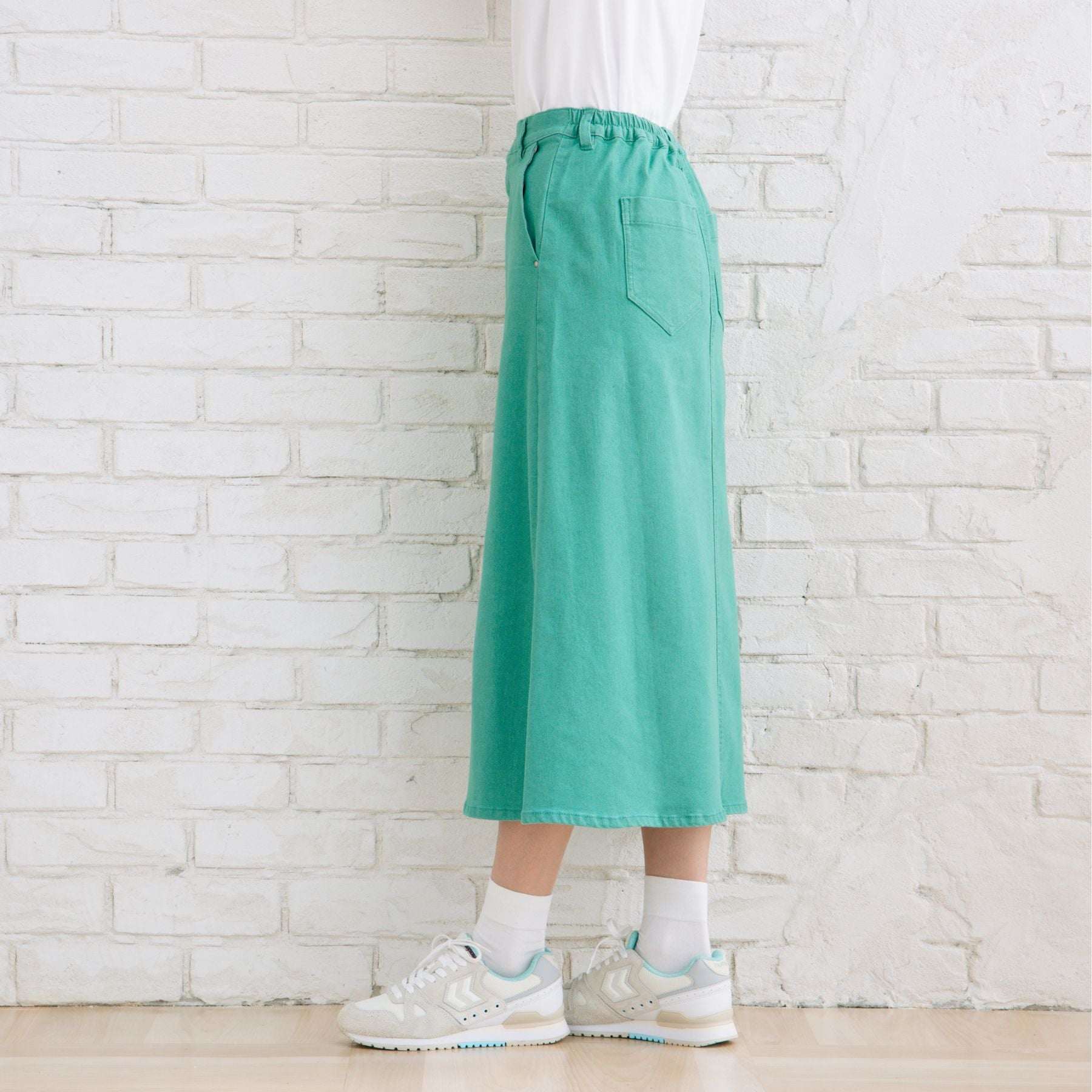 FONTLAB Aラインカラーデニムスカート (ベージュ) ベージュ