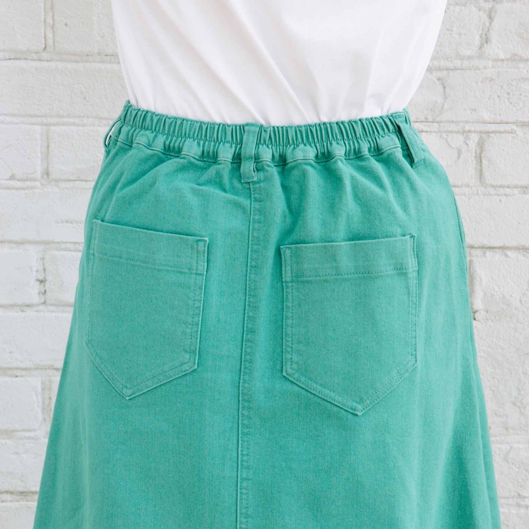 FONTLAB Aラインカラーデニムスカート (ベージュ) ベージュ