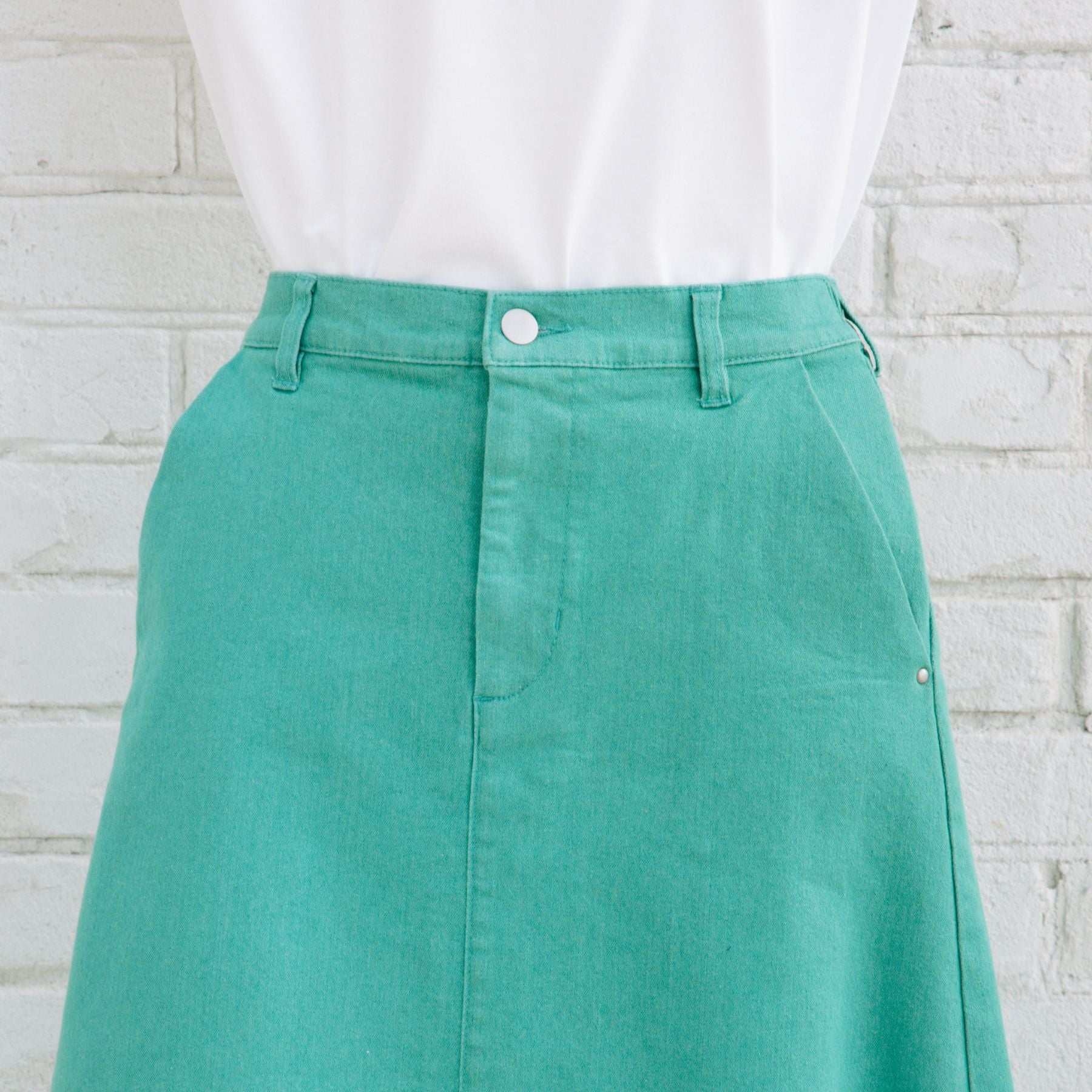 FONTLAB Aラインカラーデニムスカート (ベージュ) ベージュ