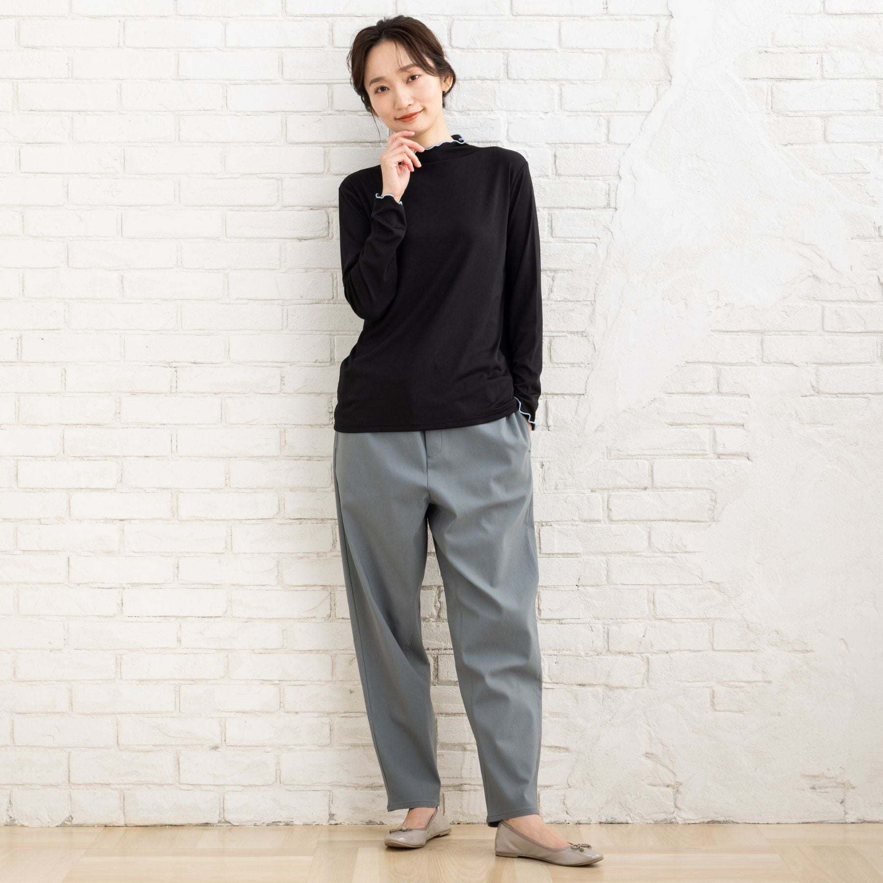 サブストリート マイスタンダード sabstreet my standard 【大きいサイズ】 9号・15号・19号(M・3L・5L) 配色メローハイネックカットソー (ブラック) ブラック