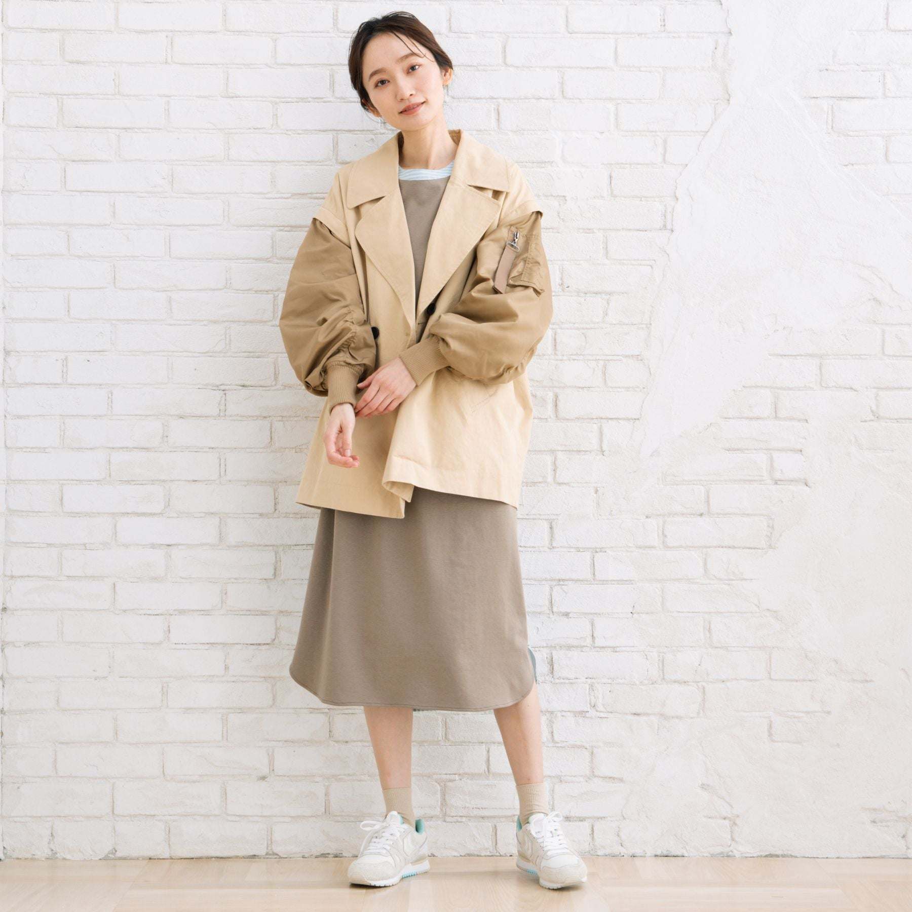 サブストリート マイスタンダード sabstreet my standard 【大きいサイズ】 15号(3L) FONTLAB MA-1スリーブショートコート (ベージュ) ベージュ