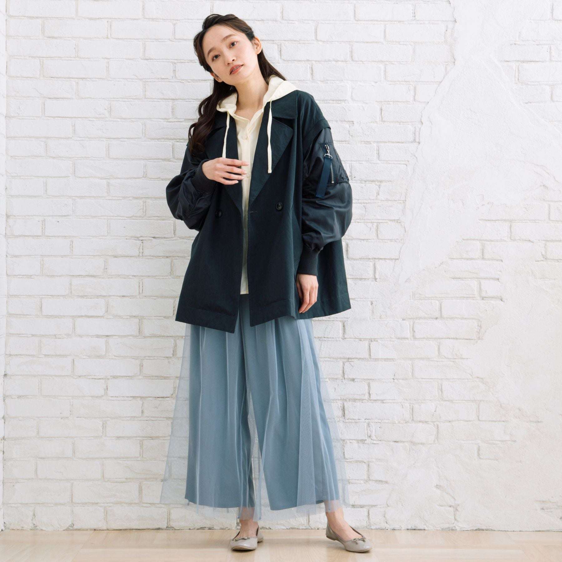 サブストリート マイスタンダード sabstreet my standard 【大きいサイズ】 15号(3L) FONTLAB MA-1スリーブショートコート (ベージュ) ベージュ