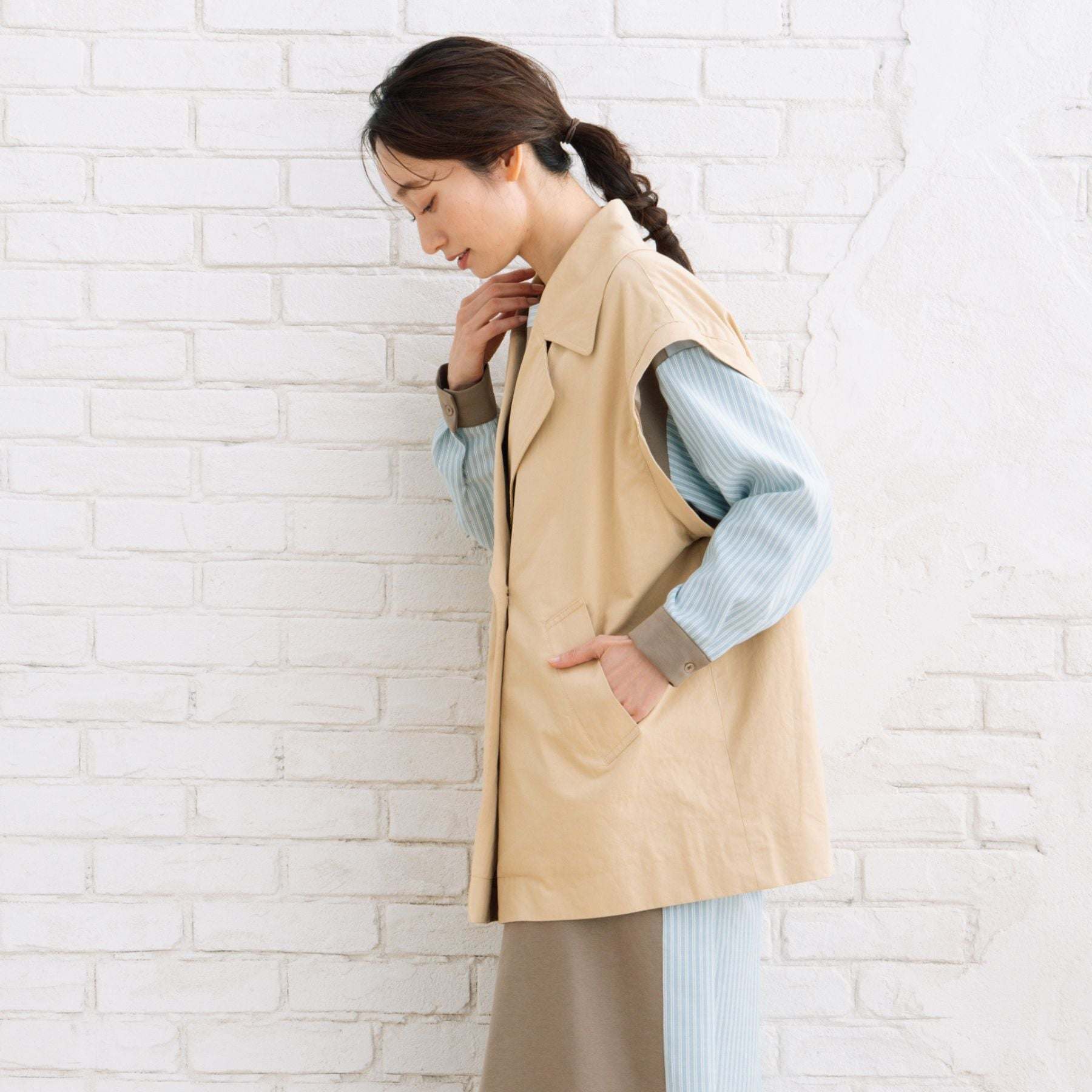 サブストリート マイスタンダード sabstreet my standard 【大きいサイズ】 15号(3L) FONTLAB MA-1スリーブショートコート (ベージュ) ベージュ