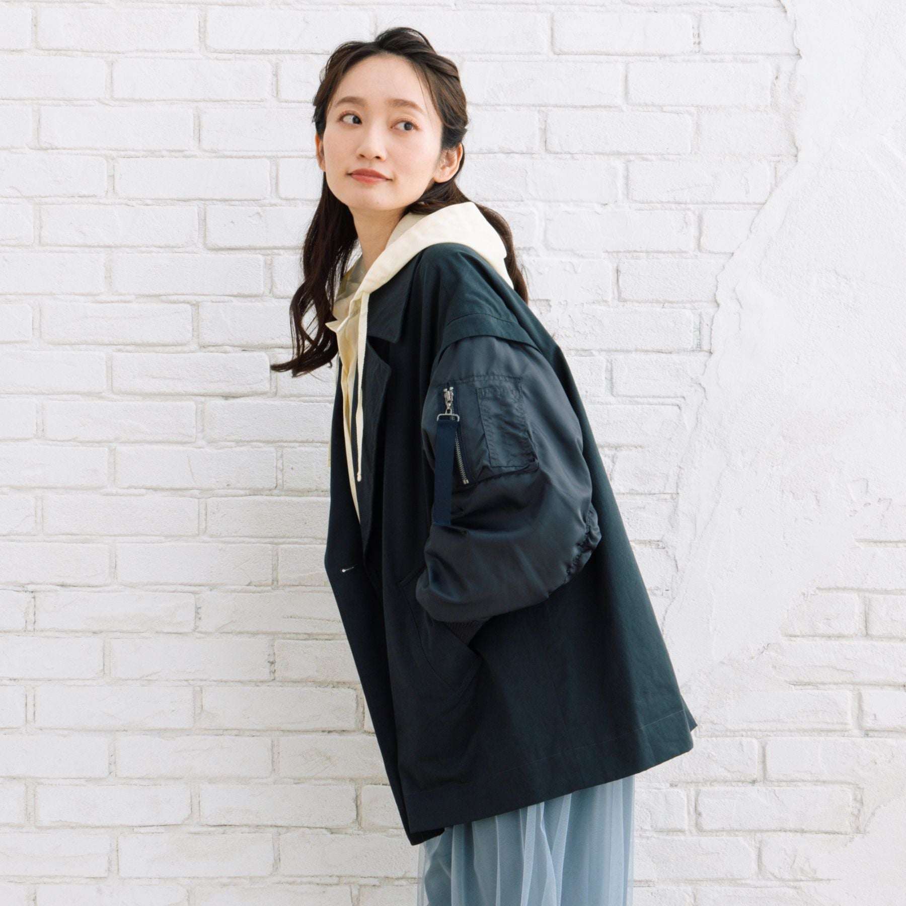 サブストリート マイスタンダード sabstreet my standard 【大きいサイズ】 15号(3L) FONTLAB MA-1スリーブショートコート (ネイビー) ネイビー