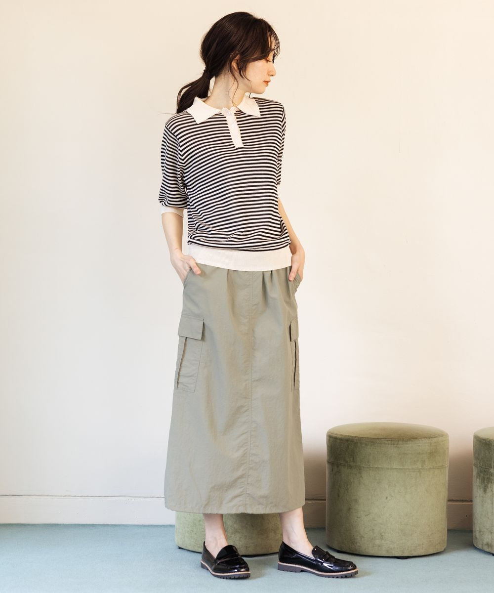 サブストリート マイスタンダード sabstreet my standard 【大きいサイズ】 9号・15号・19号(M・3L・5L) FONTLAB ボーダーポロニット (ブラック) ブラック