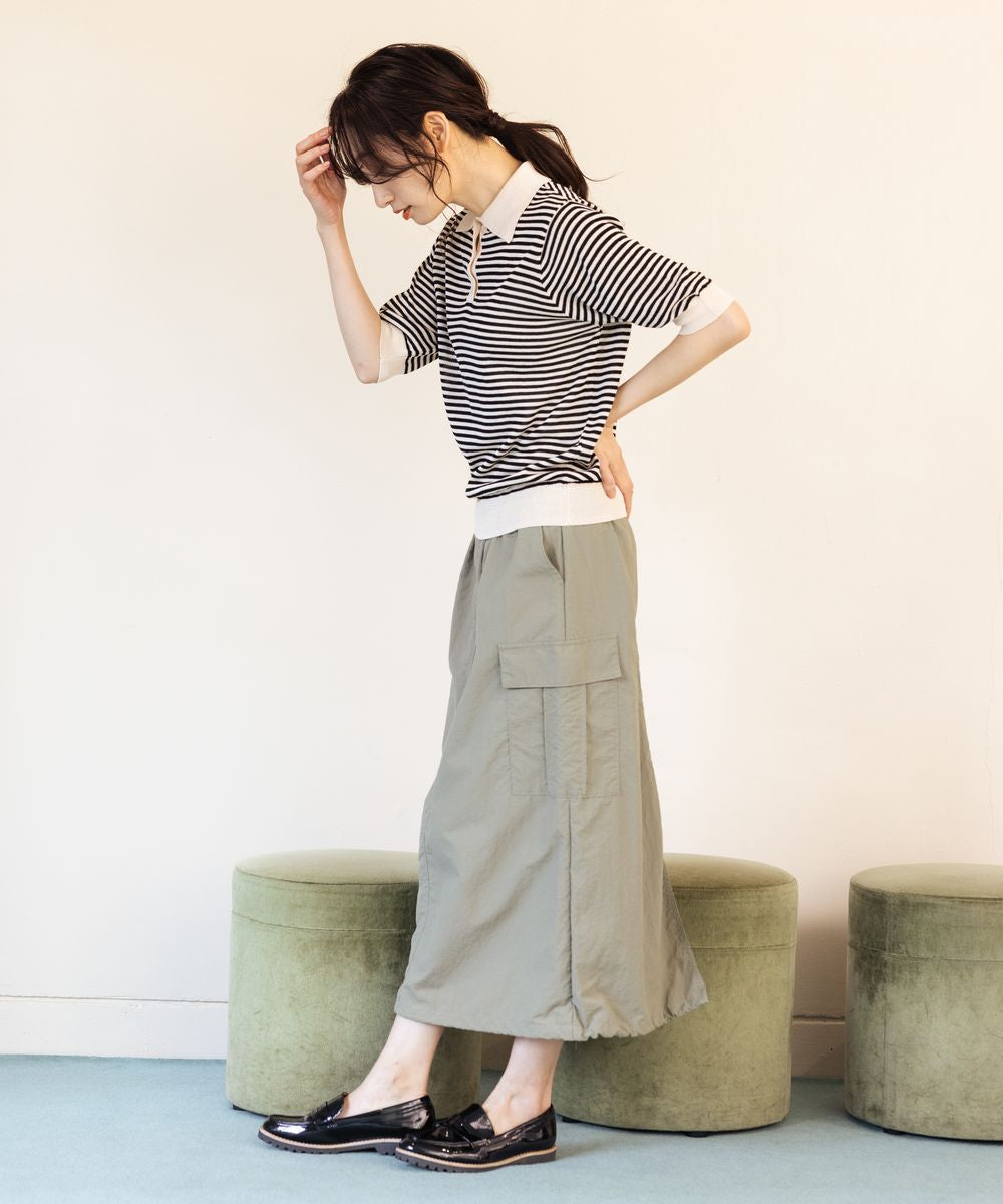 サブストリート マイスタンダード sabstreet my standard 【大きいサイズ】 9号・15号・19号(M・3L・5L) FONTLAB ボーダーポロニット (ブラック) ブラック