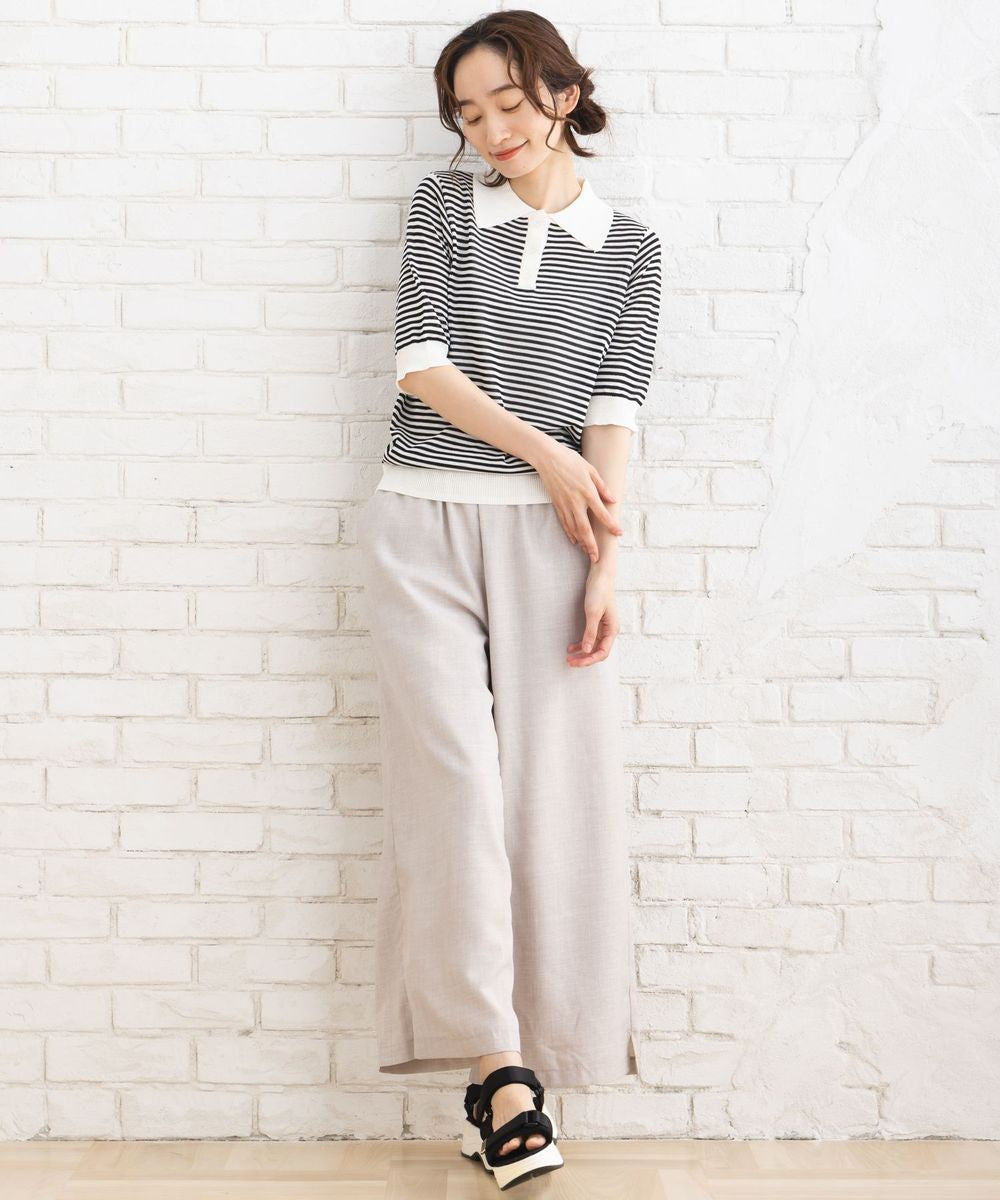 サブストリート マイスタンダード sabstreet my standard 【大きいサイズ】 9号・15号・19号(M・3L・5L) FONTLAB ボーダーポロニット (ブラック) ブラック