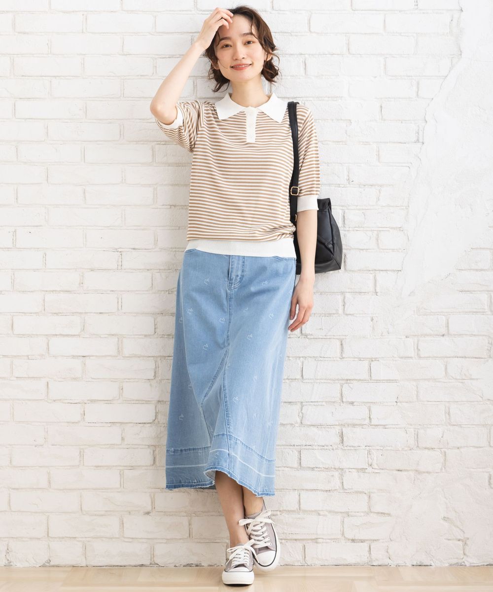 サブストリート マイスタンダード sabstreet my standard 【大きいサイズ】 9号・15号・19号(M・3L・5L) FONTLAB ボーダーポロニット (ブラック) ブラック