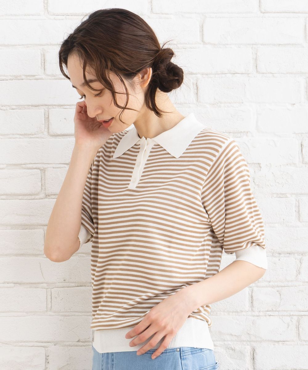 サブストリート マイスタンダード sabstreet my standard 【大きいサイズ】 9号・15号・19号(M・3L・5L) FONTLAB ボーダーポロニット (ブラック) ブラック