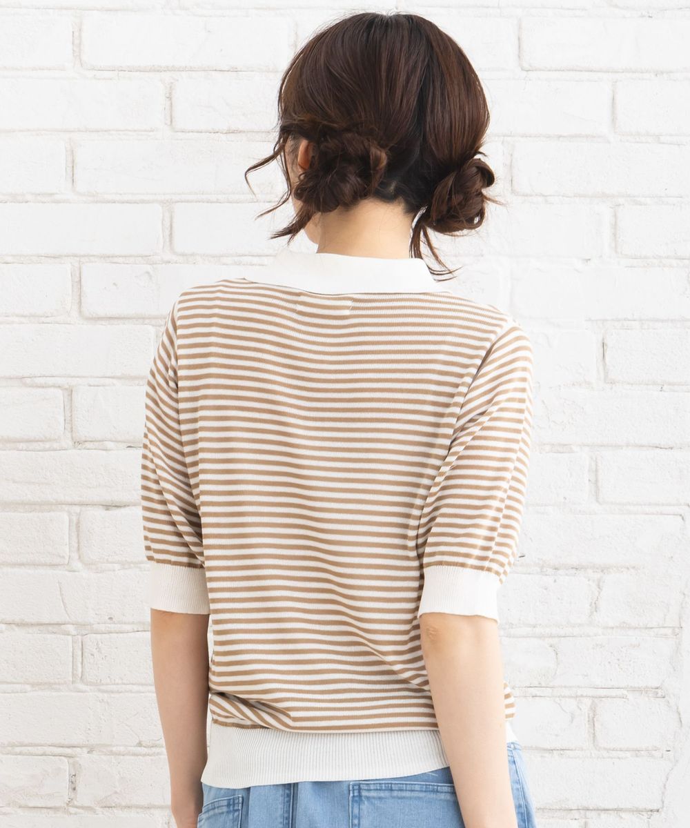 サブストリート マイスタンダード sabstreet my standard 【大きいサイズ】 9号・15号・19号(M・3L・5L) FONTLAB ボーダーポロニット (ブラック) ブラック