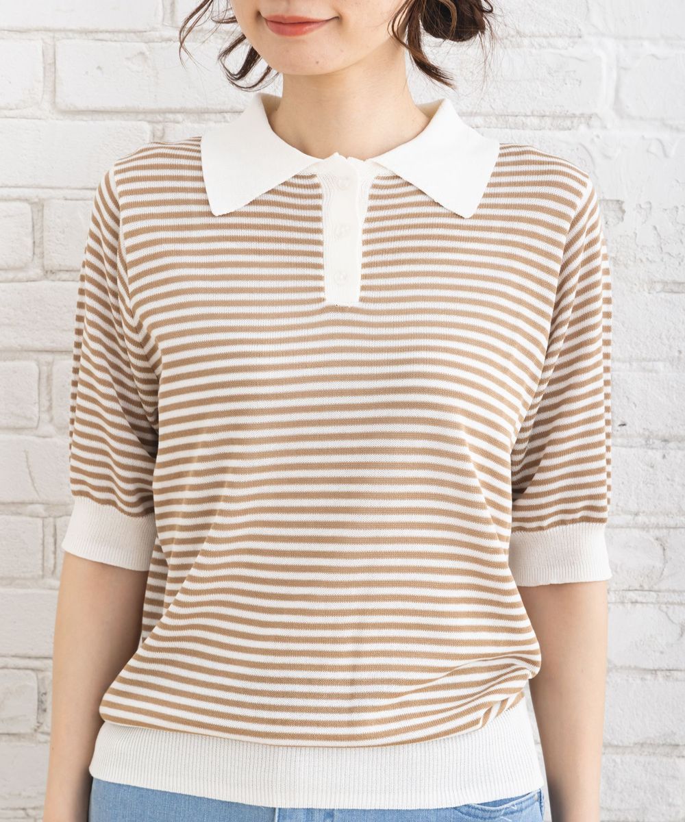 サブストリート マイスタンダード sabstreet my standard 【大きいサイズ】 9号・15号・19号(M・3L・5L) FONTLAB ボーダーポロニット (ブラック) ブラック